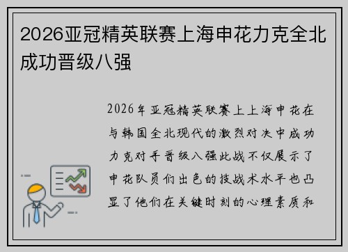 2026亚冠精英联赛上海申花力克全北成功晋级八强